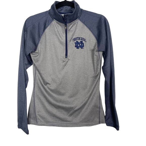 Pro Edge Womens Small S Gray Blue Notre Dame 1/4 Zip Fleece Pullover Colorblock - Picture 1 of 8